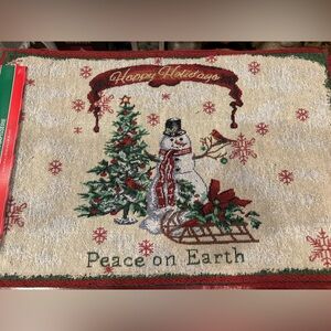 Holiday Snowman Tapestry with Christmas Tree
